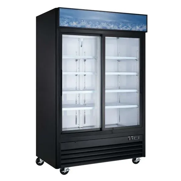 Coldline G53S-B 53-inch Black Double Glass Sliding Door Merchandising Refrigerator