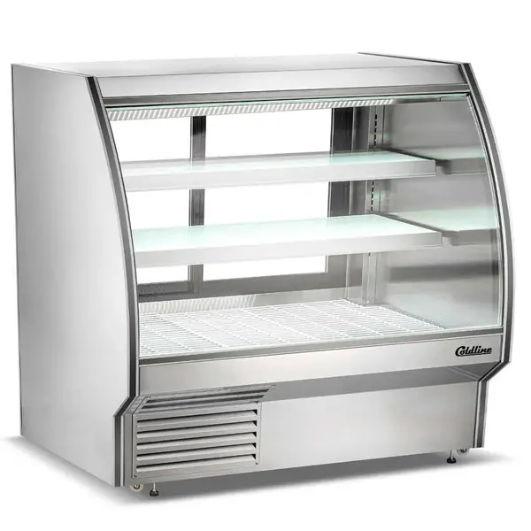 Coldline HDC-72, 72-Inch Refrigerated Curved Glass High Meat Deli Case with Rear Storage