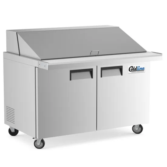 Coldline SMP48-T, 48-Inch Mega Top Refrigerated Sandwich Prep Table with Cutting Board and Food Pans