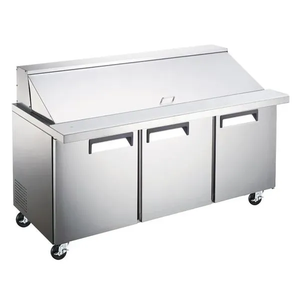 Coldline SMP72 71-inch Three Door Bain Marie Sandwich Prep Refrigerator