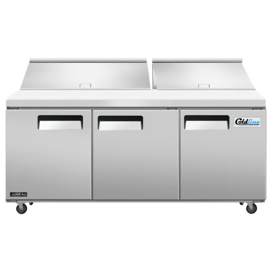 Coldline SP72T, 72-Inch Refrigerated Sandwich Prep Table with Cutting Board and Food Pans