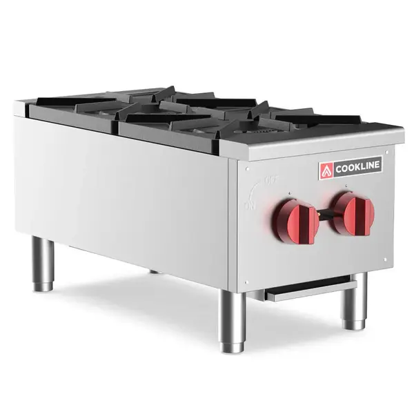 Cookline CHP-12-2, 12-Inch Commercial Gas Hot Plate with Two Burners - 50,000 BTU