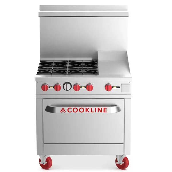 Cookline CR36-12G, 36-Inch 4 Burner Range with 12-Inch Right Side Griddle and Standard Oven