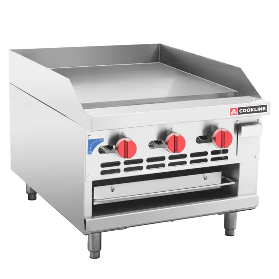 Cookline RGB-24M, 24-Inch Commercial Countertop Gas Raised Griddle Broiler Combo - 54,000 BTU