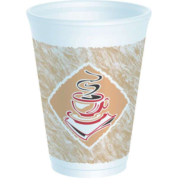 Dart 12X12G, 12 Oz Cafe G Red Accents Stock Printed Foam Cup, 1000/Cs (Discontinued)