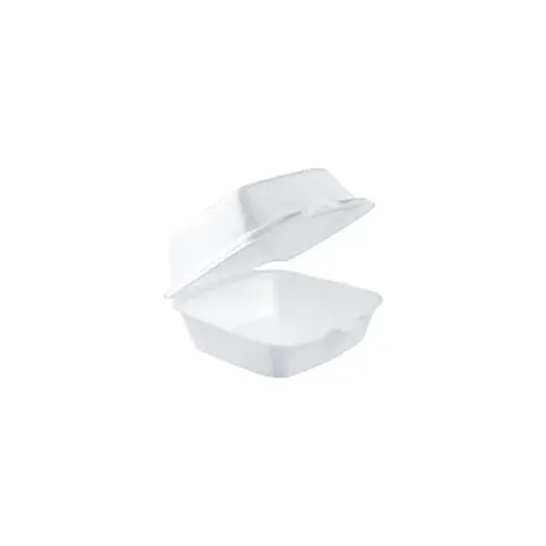 Dart 50HT1 5x5x3-Inch Performer White Sandwich Foam Container With A Hinged Lid, 500/CS