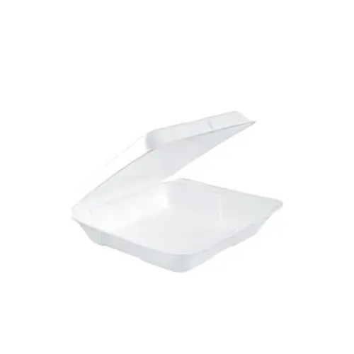 Dart 80HT1R 8x8x2-Inch Performer White Insulated Foam Container With A Hinged Lid, 200/CS