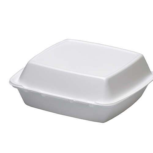 Dart 85HT1R, 8x8x3-Inch Performer White Single Compartment Foam Container with a Removable Hinged Lid, 200/CS