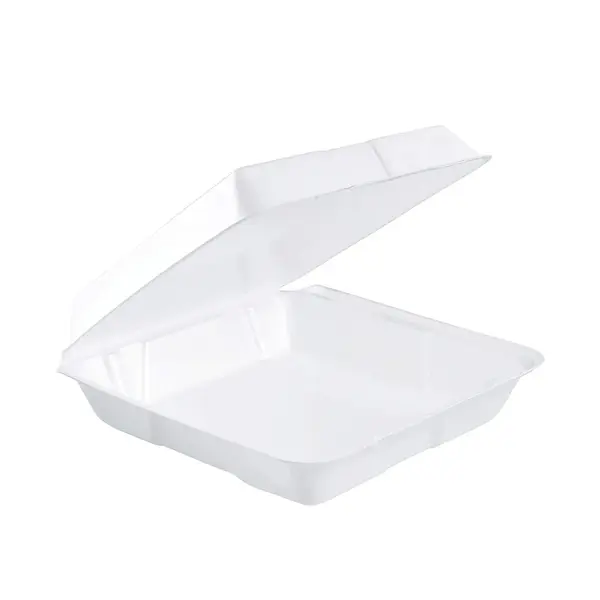 Dart 95HT1R 9x9x3-Inch Performer White Insulated Foam Container With A Hinged Lid, 200/CS