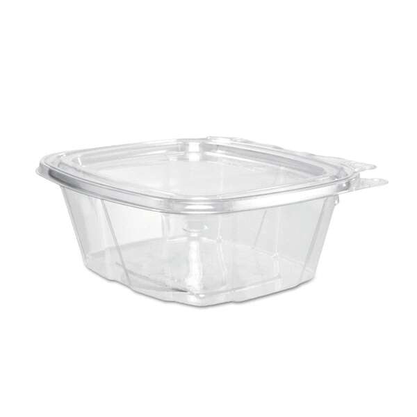 Dart CH16DEF 16 Oz Clear Tamper-Evident Containers with Flat Lid, 200/CS