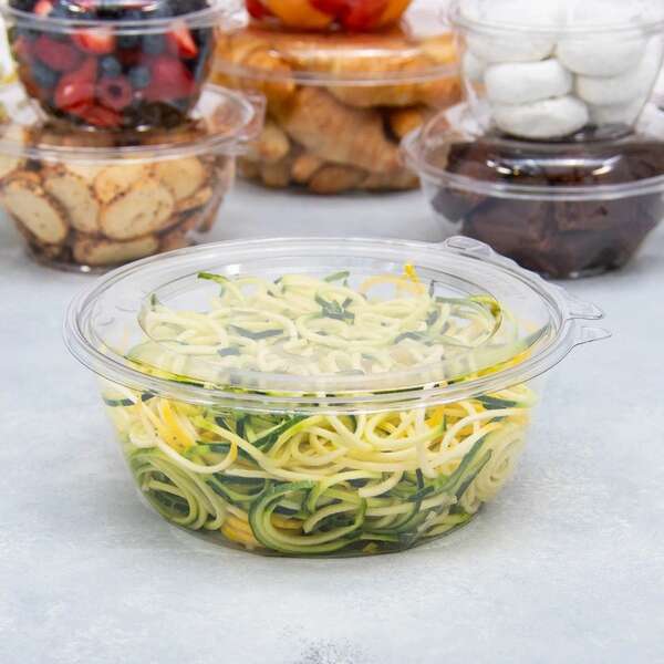 Dart CTR64BF, 64 Oz PET Tamper-Evident/Resistant Bowl w/ Flat Lid, 100/CS