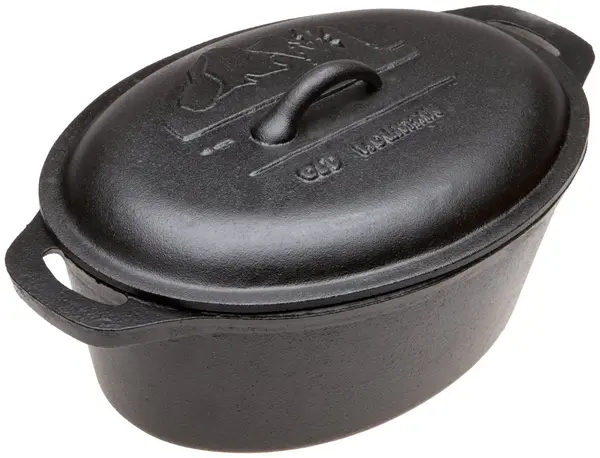 - OLD MOUNTAIN 10118-OM, 13.8x8.8-Inch 4-Quart Pre-Seasoned Cast Iron Casserole with Dome Lid