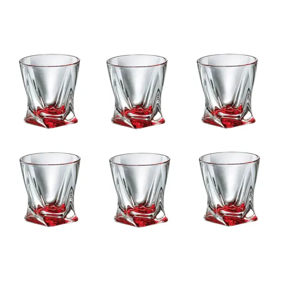 - Bohemia Crystal 943400011, 11 Oz Quadro Crystal Glass Red Tumblers, 6/pk