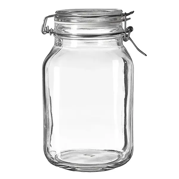 Circle Glass Circleware B500342, 50 Oz. Glass Jar, Metal Clamp Lid