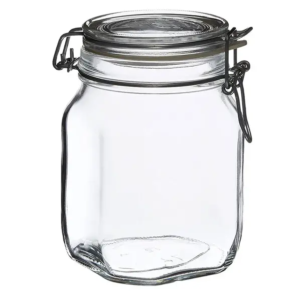 Circle Glass Circleware B500343, 34 Oz. Glass Jar, Metal Clamp Lid