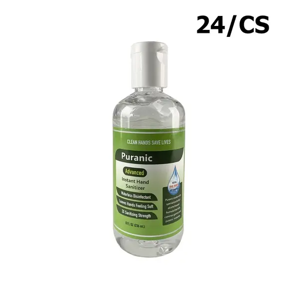 - Puranic PHS8 8 Oz Flip Top Gel Hand Sanitizer, 65% Alcohol, 24/CS