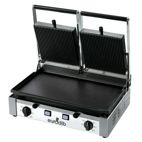 Eurodib PDL3000, Double Flat Bottom Panini Grill, 3000W, ETL
