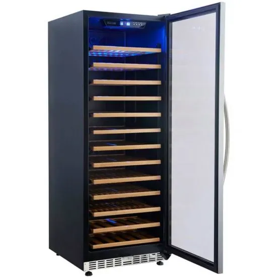 Eurodib USF128S, Single Zone Stainless Steel Black Wine Cabinet, 138 Bottles, 200W