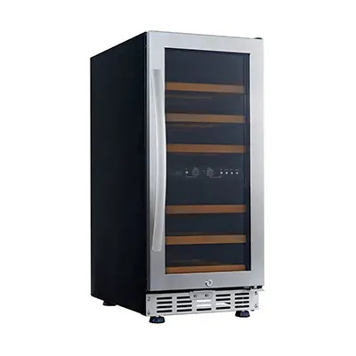 Eurodib USF33D, Dual Zone Stainless Steel Black Wine Cabinet, 26 Bottles, 90W
