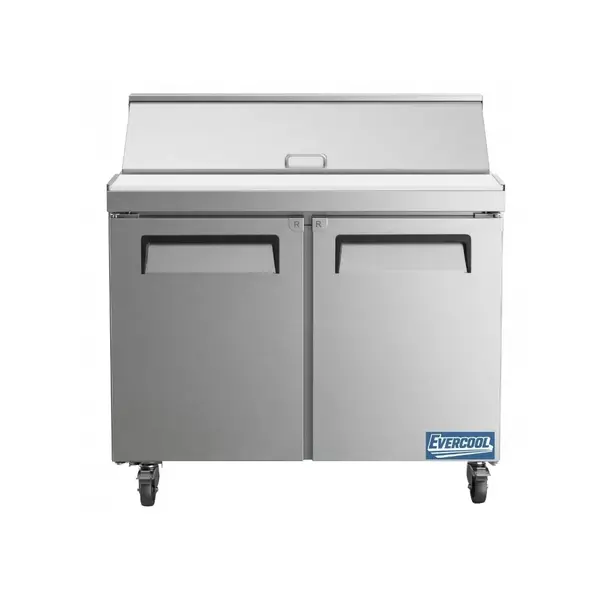Evercool ESP36, 36-Inch Refrigerated Sandwich Prep Table with Cutting Board and 10 Food Pans
