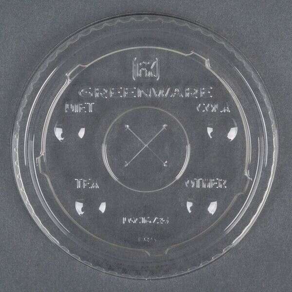 Fabri-Kal LGC16/24, Greenware Clear X-Slot Cup Lid with Flavor Buttons for 16-24-Ounce Cups, 1000/CS, BPI