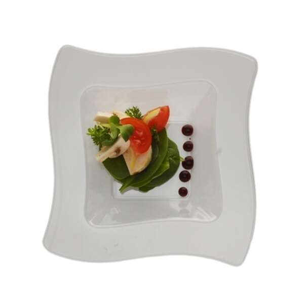 Fineline Settings 105-WH, 5 Oz Wavetrends White Polystyrene Square Bowl, 120/CS (Discontinued)