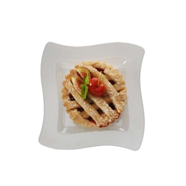 Fineline Settings 106-WH, 6.5-inch Wavetrends White Polystyrene Square Dessert Plate, 120/CS