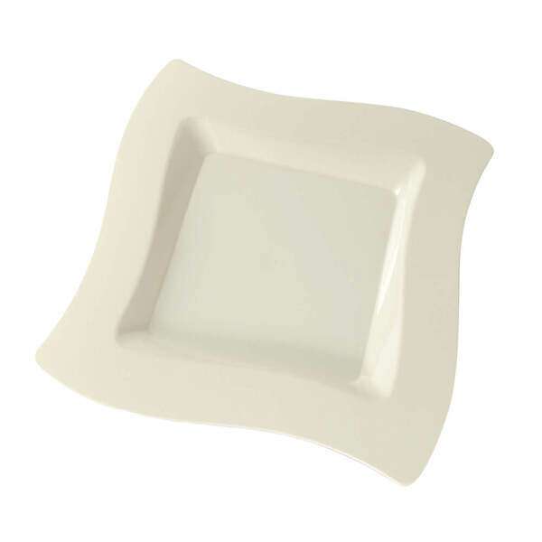 Fineline Settings 109-BO, 9.5-inch Wavetrends Bone Polystyrene Square Dinner Plate, 120/CS (Discontinued)