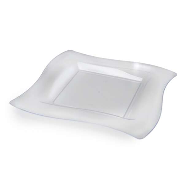 Fineline Settings 109-CL, 9.5-inch Wavetrends Clear Polystyrene Square Dinner Plate, 120/CS (Discontinued)