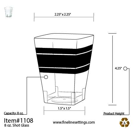 Fineline Settings 1108CL 8 Oz. Wavetrends Clear Square Plastic Tumblers, 168/CS (Discontinued)