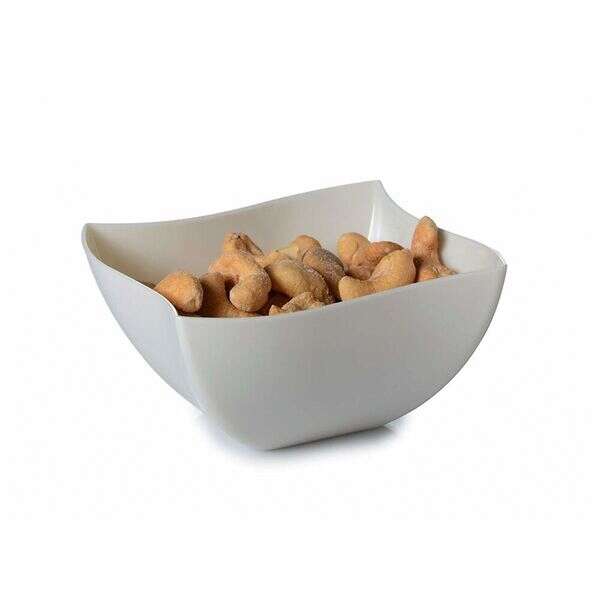 Fineline Settings 116-BO, 16 Oz Wavetrends Bone Polystyrene Square Serving Bowl, 80/CS (Discontinued)