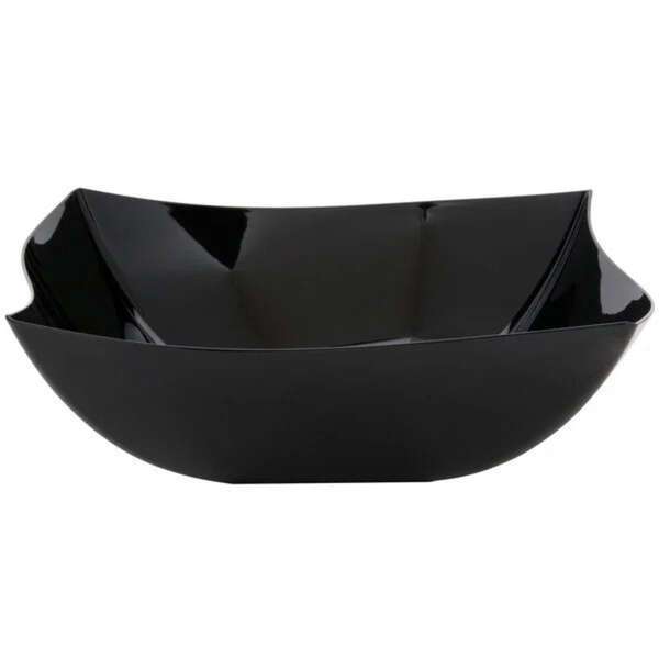 Fineline Settings 128-BK, 128 Oz Wavetrends Black Polystyrene Square Serving Bowl, 25/CS (Discontinued)
