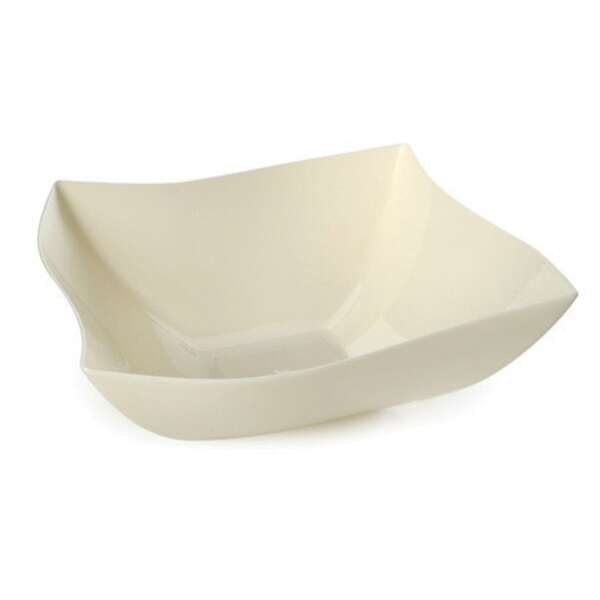 Fineline Settings 128-BO, 128 Oz Wavetrends Bone Polystyrene Square Serving Bowl, 25/CS (Discontinued)