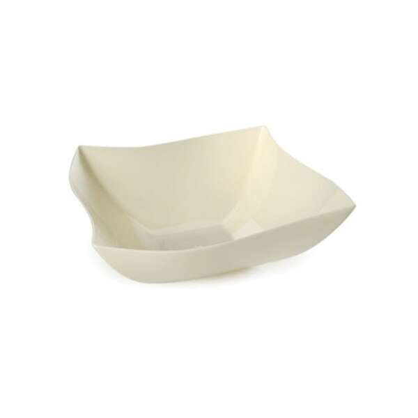 Fineline Settings 132-BO, 32 Oz Wavetrends Bone Polystyrene Square Serving Bowl, 50/CS (Discontinued)