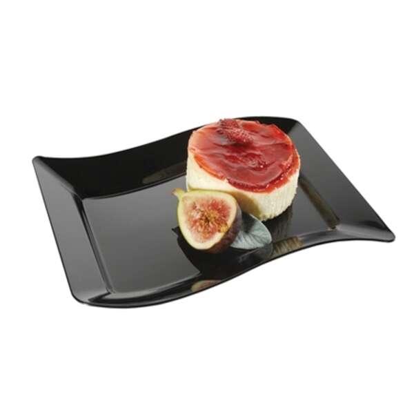 Fineline Settings 1405-BK, 5.5x7.5-inch Wavetrends Black Polystyrene Rectangular Dessert Plate, 120/CS
