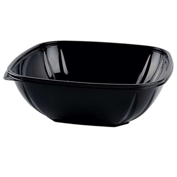 Fineline Settings 15064L-BK, 64 Oz Super Bowl Plus Large Rectangular Black PET Bowl, 150/CS