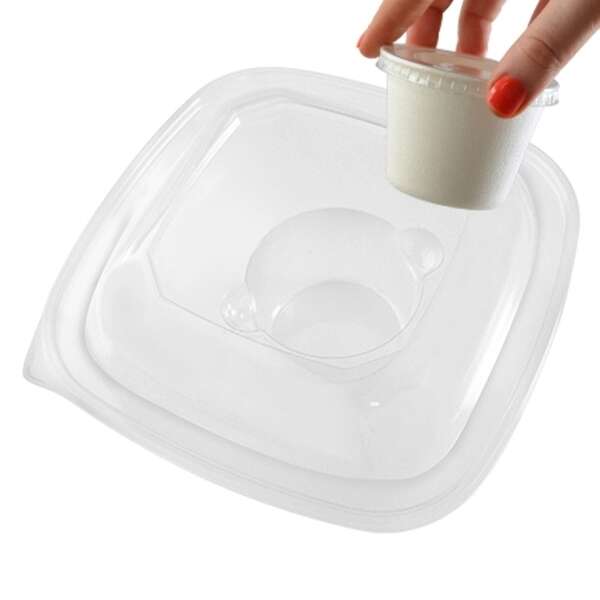 Fineline Settings 159IN-L, 9-inch Super Bowl Plus Square PET Dome Lid with Insert, 150/CS