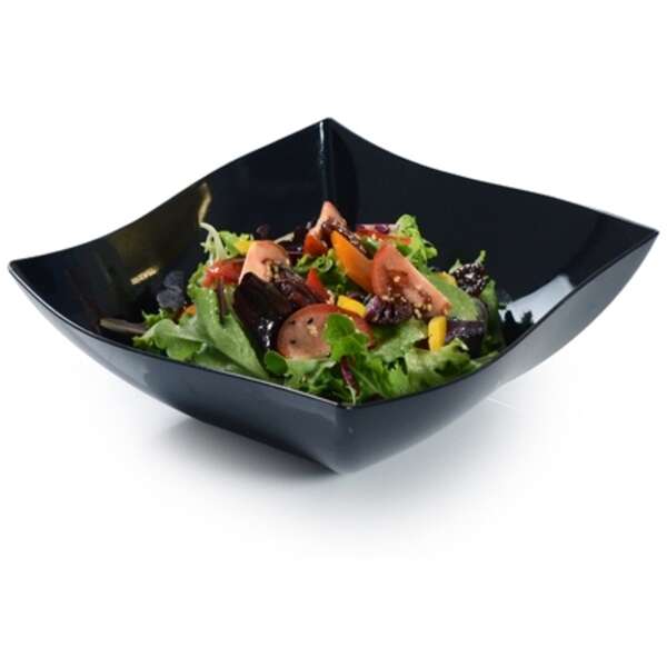 Fineline Settings 164-BK, 64 Oz Wavetrends Black Square Serving Bowl, 50/CS (Discontinued)