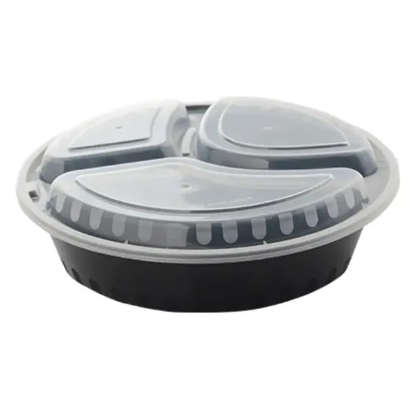 Fineline Settings 17CPRB33S3, 33 Oz 3-Compartment ReForm Polypropylene Takeout Bowl with Lid, 150/CS (Discontinued)