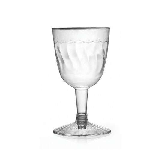 Fineline Settings 2206-CL-X, 5 Oz. 2-Piece Flairware Clear Plastic Wine Goblets, 20-Piece Pack (Discontinued)