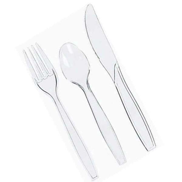 Fineline Settings 2501-CL, 7-inch Flairware Extra Heavy Clear Polystyrene Cutlery Combo, 960/CS (Discontinued)