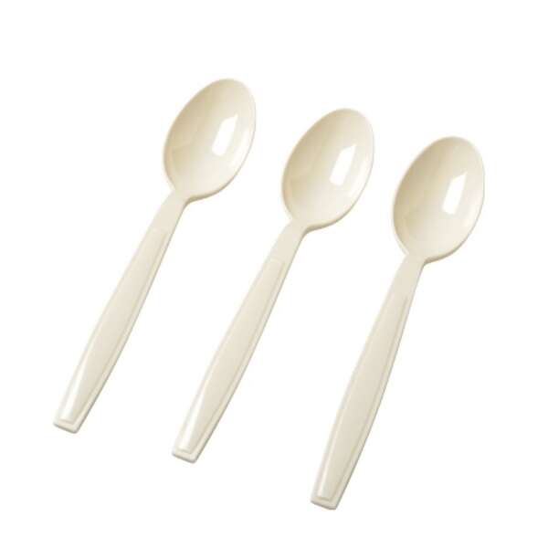 Fineline Settings 2502-BO, 7-inch Flairware Extra Heavy Bone Polystyrene Spoons, 1000/CS (Discontinued)