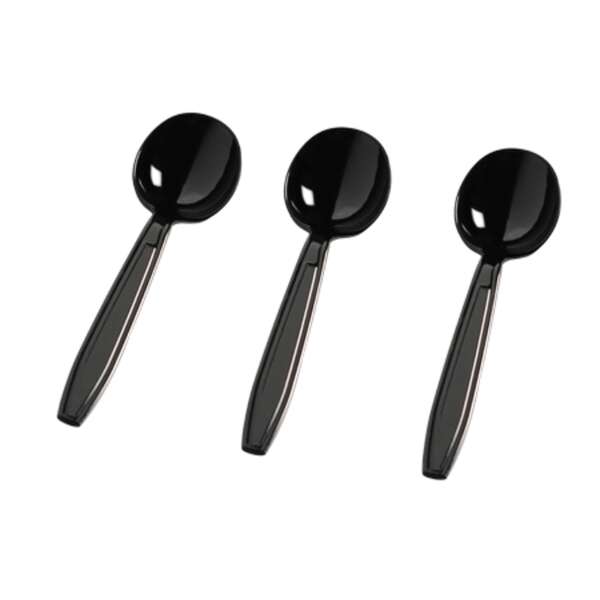 Fineline Settings 2505-BK, 6.5-inch Flairware Extra Heavy Black Polystyrene Soup Spoons, 1000/CS (Discontinued)