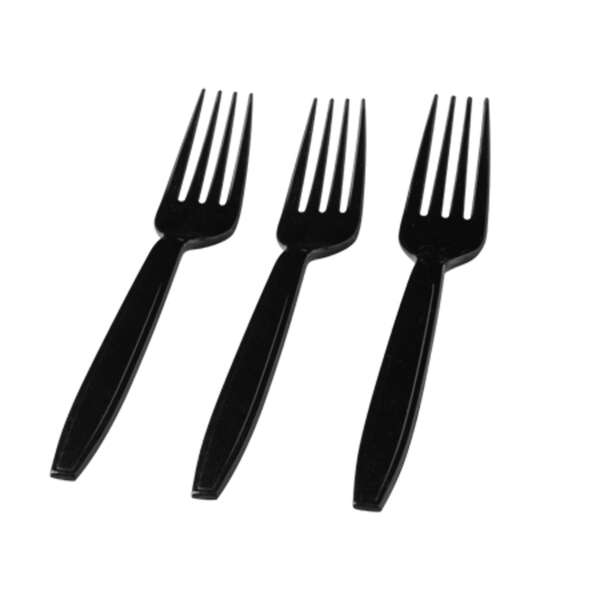 Fineline Settings 2516-BK, 7.5-inch Flairware Extra Heavy Black Polystyrene Forks, 1200/CS (Discontinued)