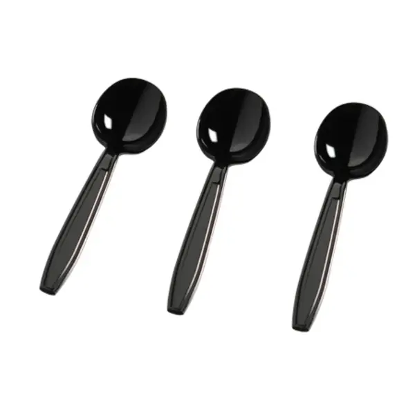 Fineline Settings 2525-BK, 7.75-inch Flairware Extra Heavy Black Polystyrene Soup Spoons, 1000/CS