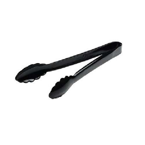Fineline Settings 3311-BK, 9-Inch Platter Pleasers Black Plastic Scalloped Tongs, 24/CS
