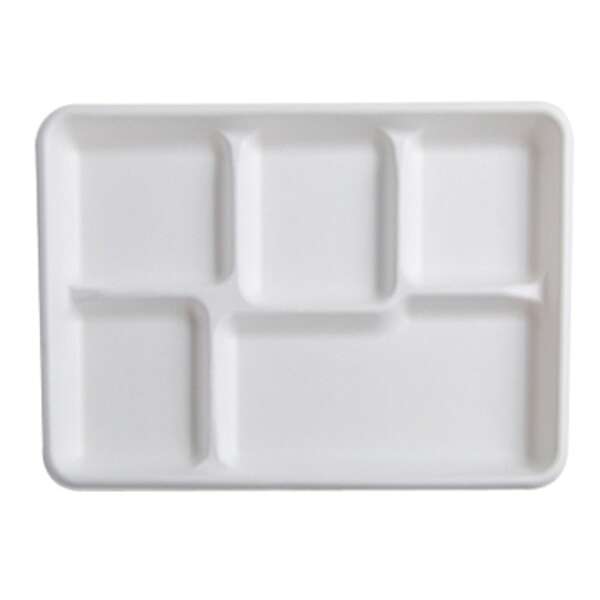 Fineline Settings 42RCT128S5, 12.7x8.7-inch 5-Compartment Conserveware Bagasse Rectangular Tray, 250/CS (Discontinued)