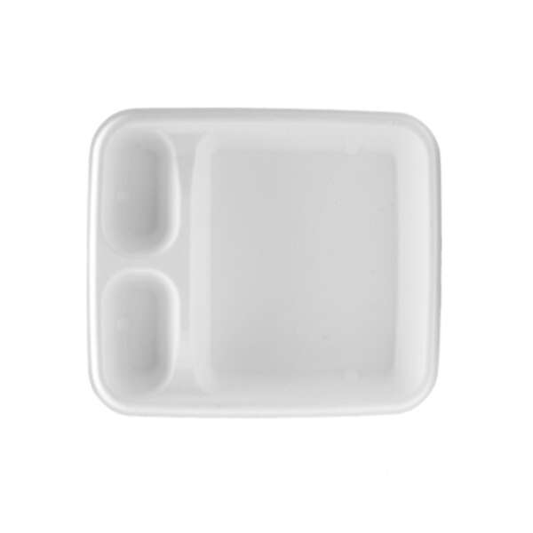 Fineline Settings 42RCT79S3, 7x9-inch 3-Compartment Conserveware Bagasse Nacho Tray, 500/CS (Discontinued)