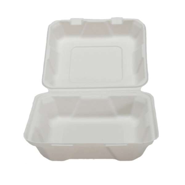Fineline Settings 42SH8, 8x8x2.5-inch Conserveware Bagasse Low Hinged Container, 200/CS (Discontinued)
