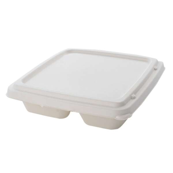 Fineline Settings 42STBFL9, 9-inch Conserveware Square Bagasse Flat Lid, 200/CS (Discontinued)